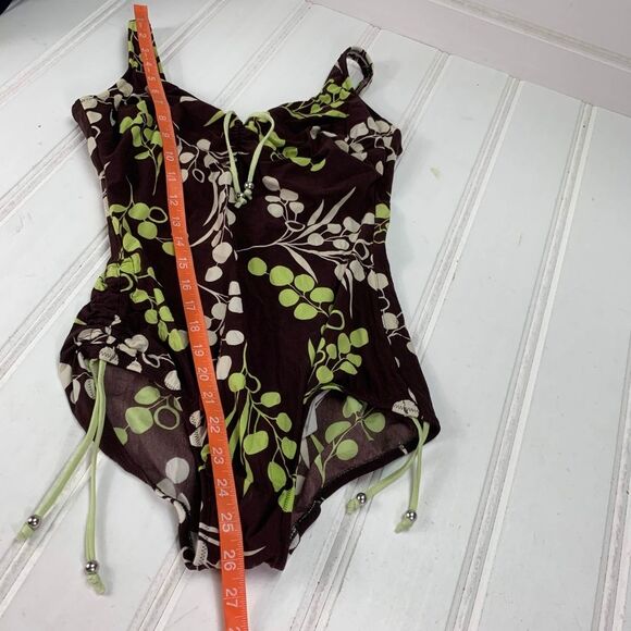 Fantasie Womens M Seville Underwire Bra One Piece Swimsuit Floral Brown Green - Picture 5 of 7